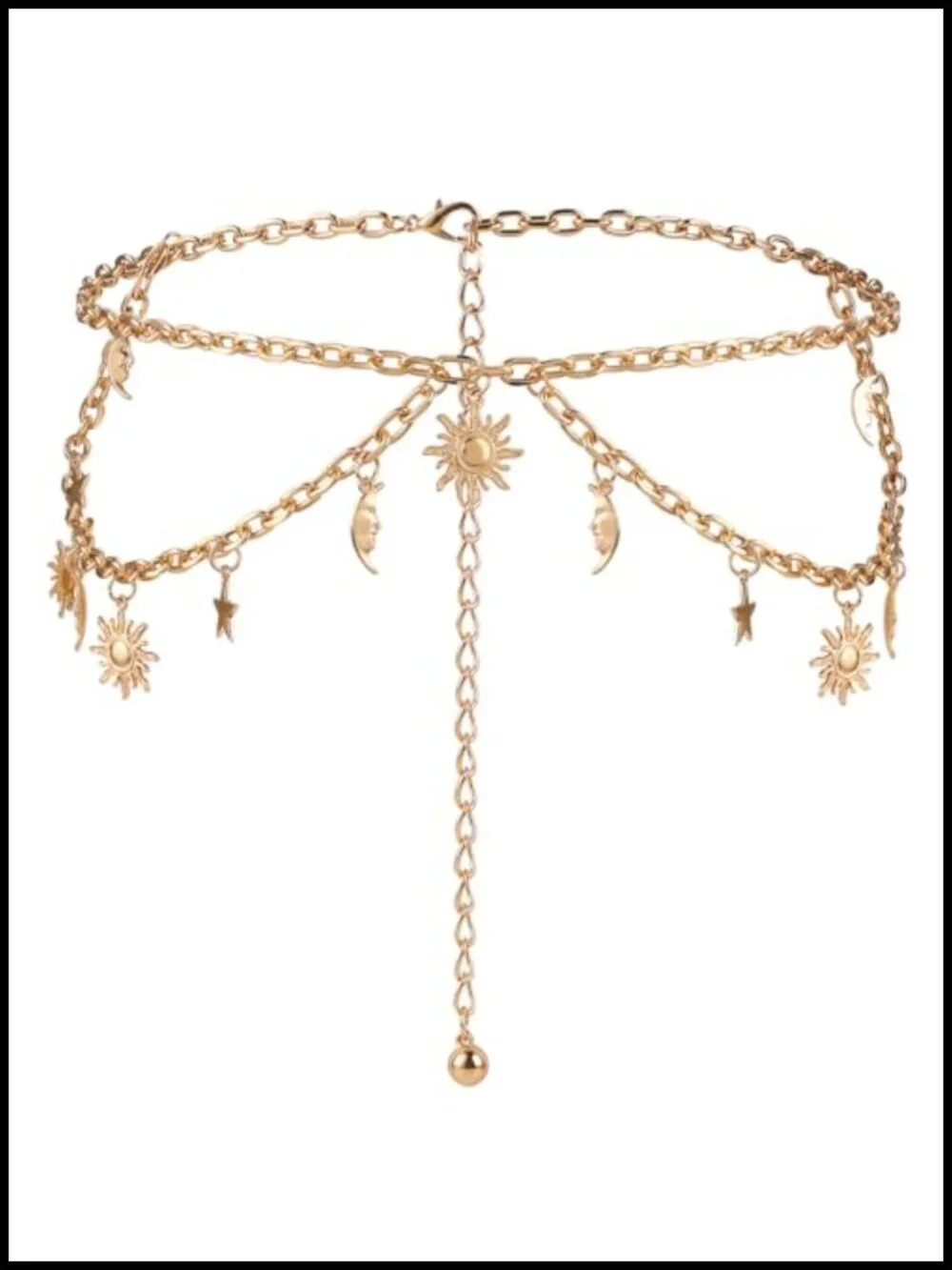 Double Layer Women's Metal Chain Belt Adjustable Waist Link Belt for Dresses